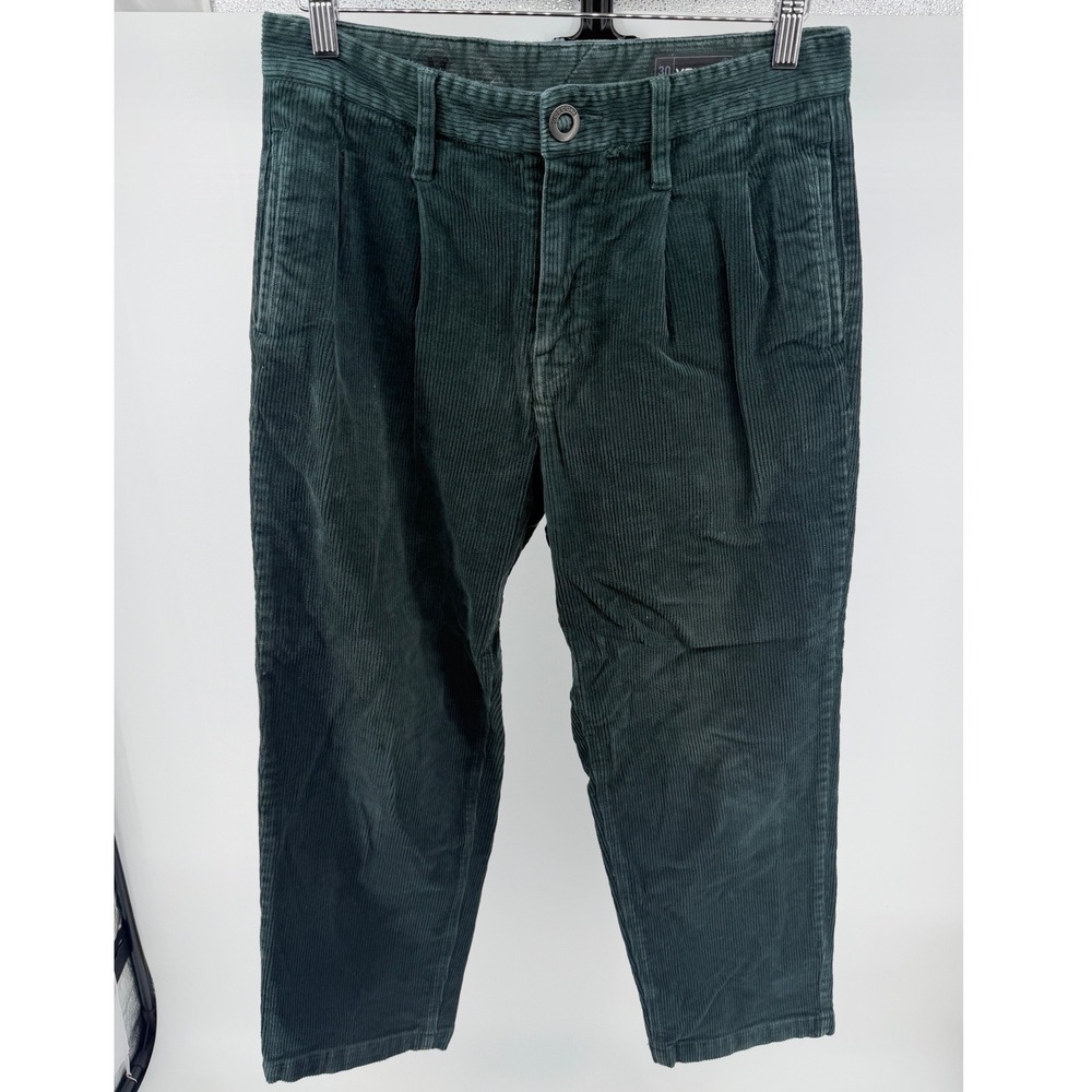 Volcom Mens Green Corduroy Pleated Tapered Chino Pants Size 30‎